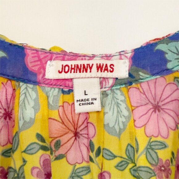 Johnny Was Rainbow Flower Ruffle Dress sz L - Picture 7 of 13